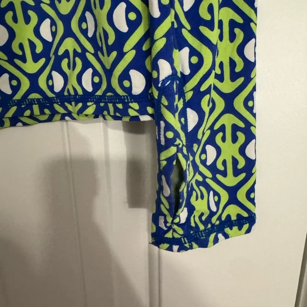 Women's Long Sleeve Tee - Blue and Green - Picture 3 of 4